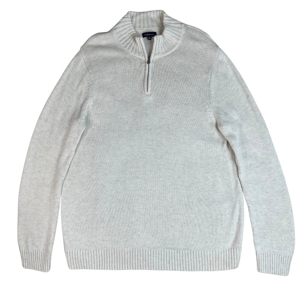 Croft & Barrow Mens XXL 1/4 Zip Pullover Sweater Light Beige